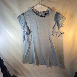 SHEIN Light Blue Ruffle Sleeve Blouse